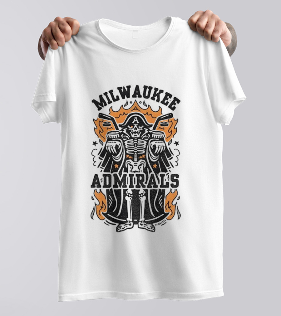 Milwaukee Admirals Skeleton Emblem Halloween T-Shirt