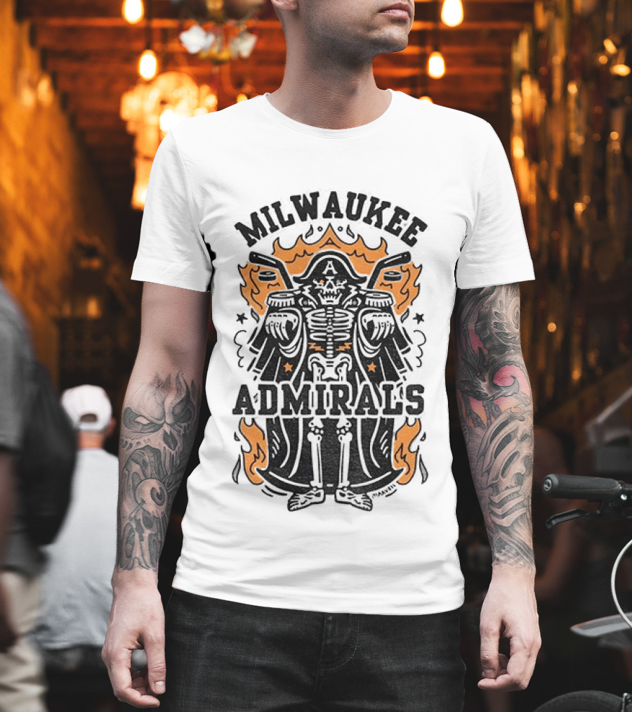 Milwaukee Admirals Skeleton Emblem Halloween T-Shirt