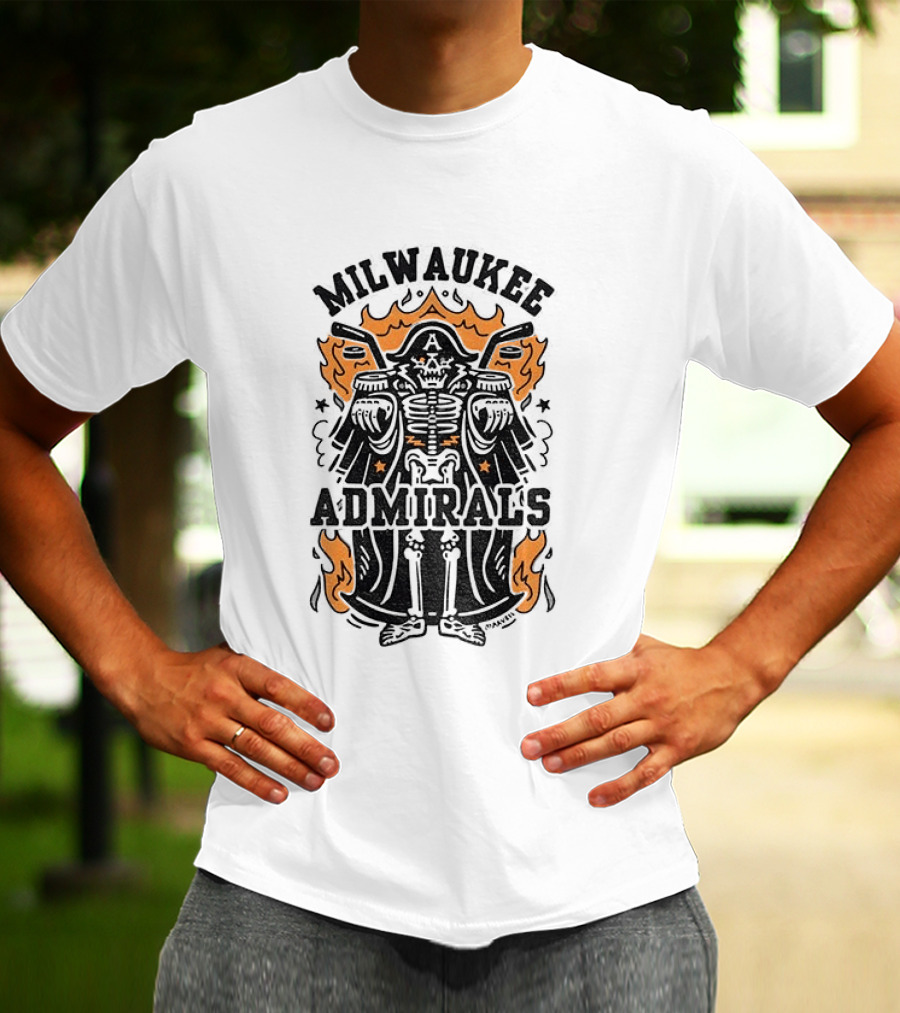 Milwaukee Admirals Skeleton Emblem Halloween T-Shirt