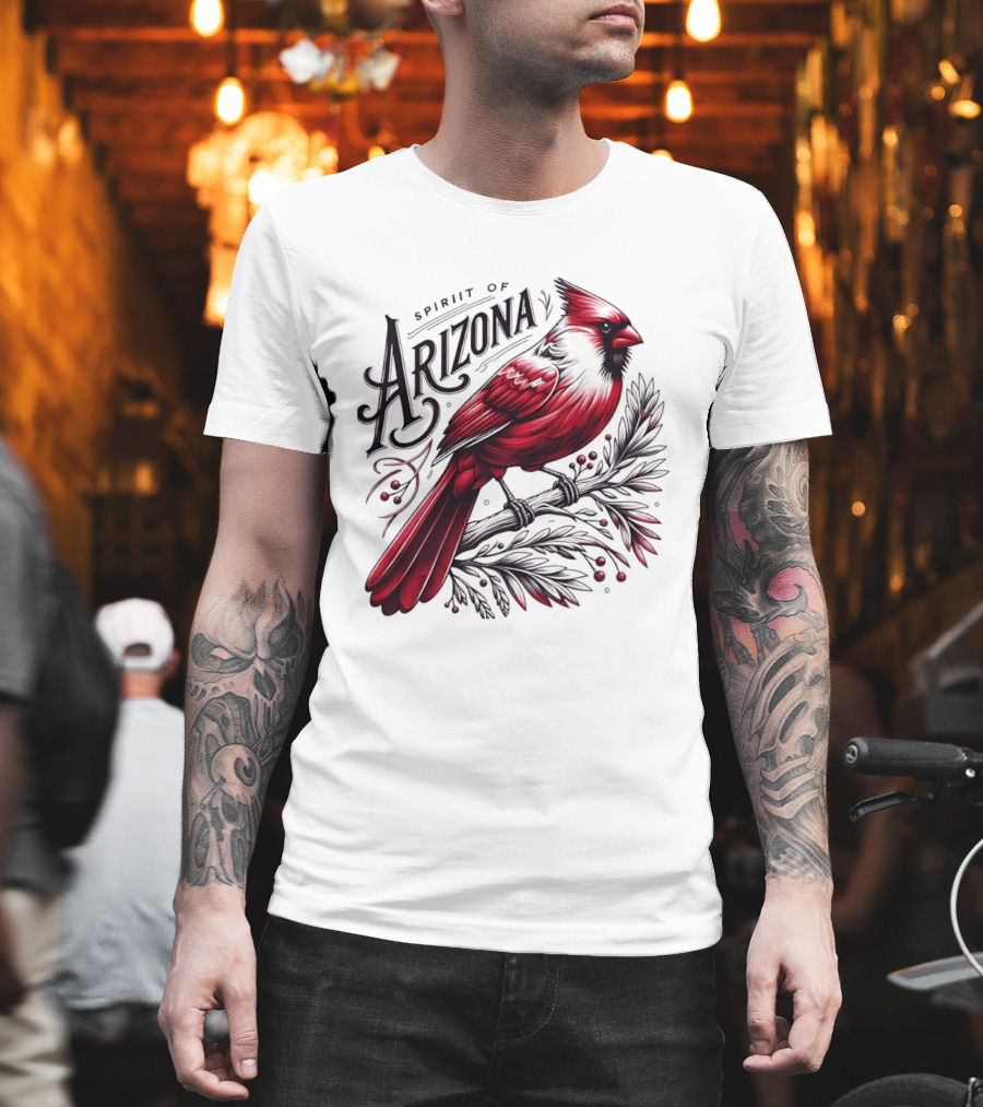 Arizona Red Cardinal Spirit Perched On Branch Berries T-Shirt