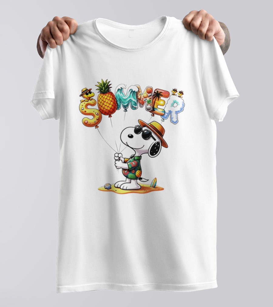 Snoopy Summer Sunglasses Pineapple Beach Balloons Fun T-Shirt