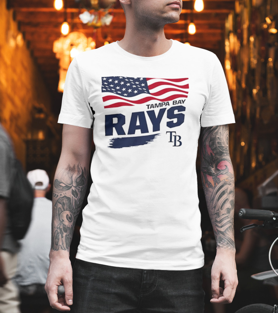 Tampa Bay Rays MLB American Flag Brush Stroke TB T-Shirt