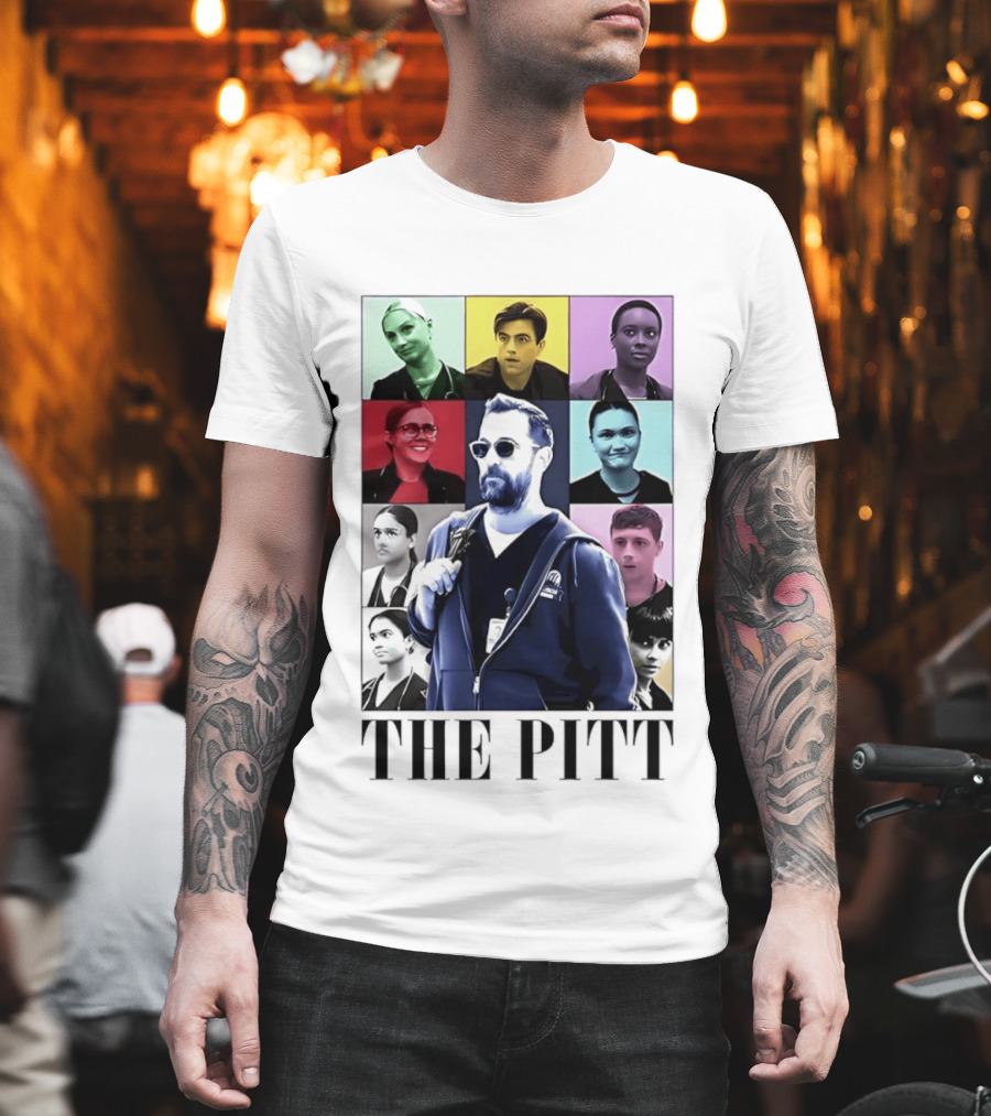 The Pitt Colorful Pop Grid Doctor Portraits Bearded Man In Sunglasses T-Shirt
