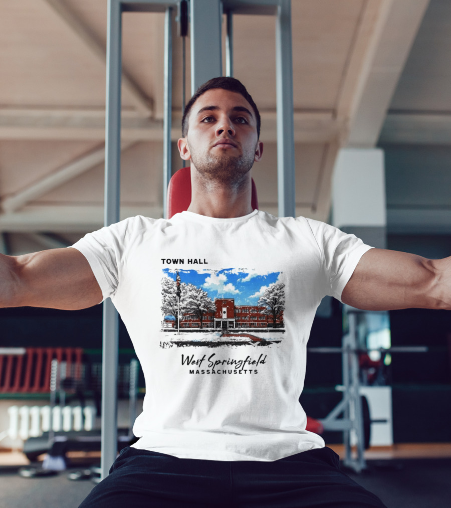 Town Hall West Springfield Massachusetts Snow Covered Red Brick Building T-Shirt