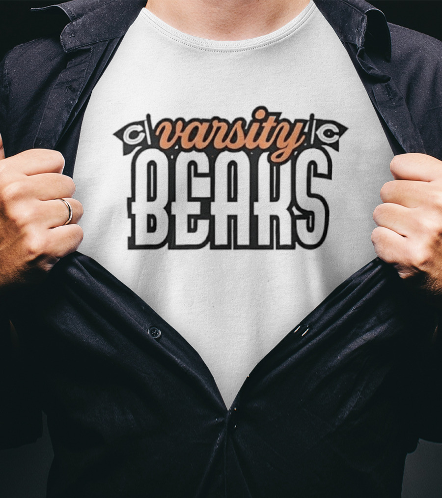 Varsity Bears Banner Peach Script Block Lettering Flags T-Shirt