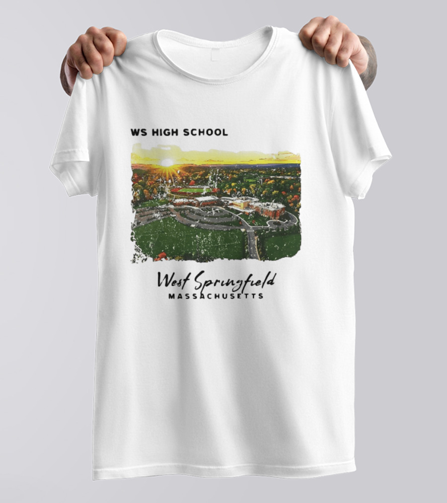 WS High School West Springfield Massachusetts Aerial Sunset Campus Landscape T-Shirt
