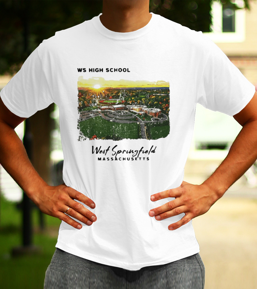 WS High School West Springfield Massachusetts Aerial Sunset Campus Landscape T-Shirt