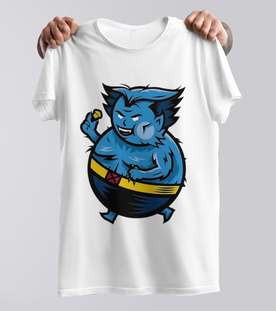 X Men Beast Caricature Cartoon Blue Character Cupcake T-Shirt