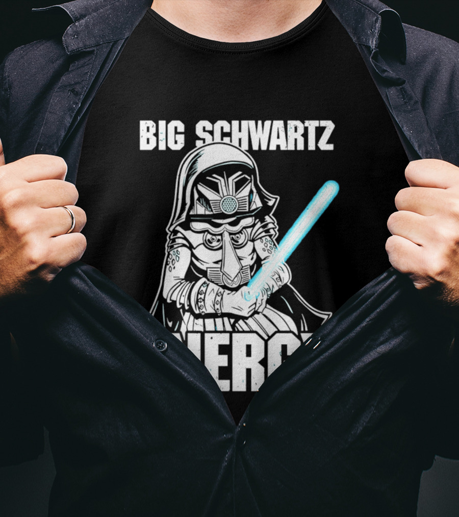 Big Schwartz Energy Dark Helmet Glowing Blue Sword T-Shirt