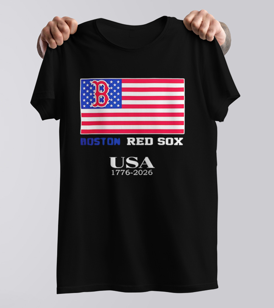 Boston Red Sox USA 1776 2026 American Flag White Stars T-Shirt