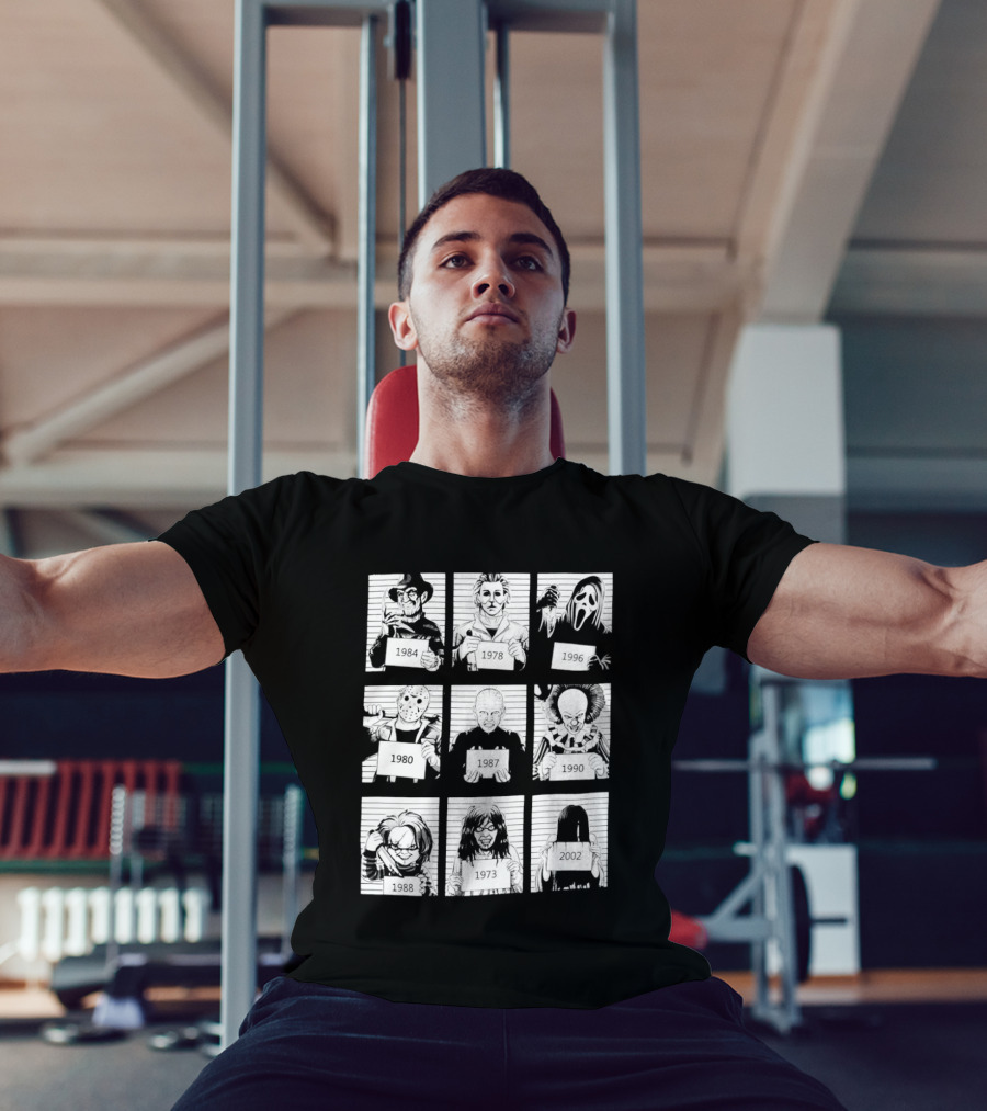 Horror Movie Villain Shot Infamous Characters Collage T-Shirt