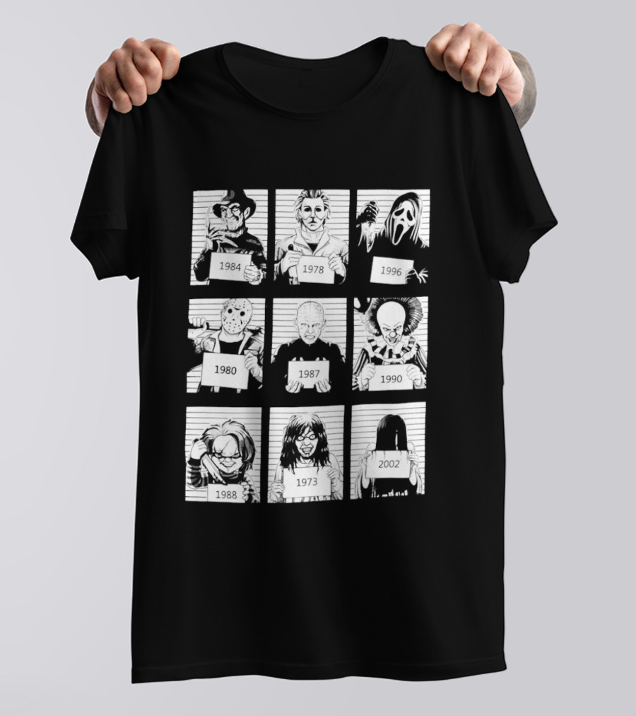 Horror Movie Villain Shot Infamous Characters Collage T-Shirt
