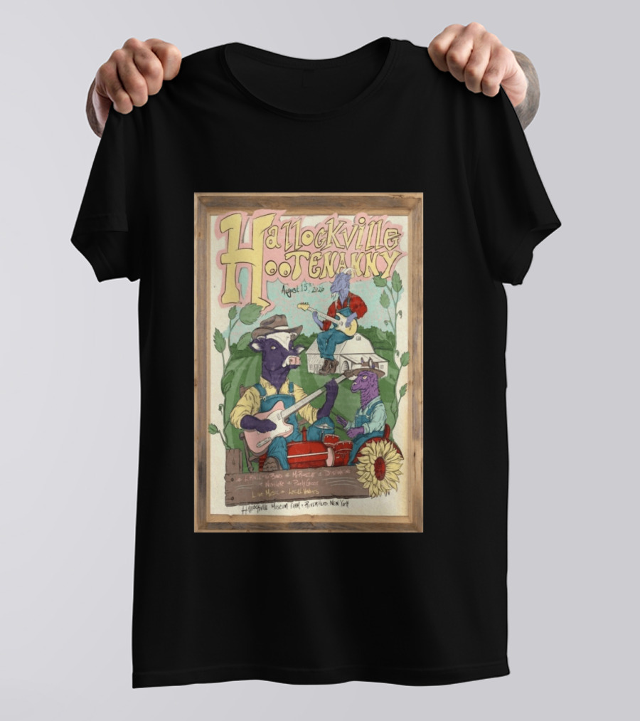 Hallockville Hootenanny August 15 2026 Live Music Farm Riverhead NY T-Shirt