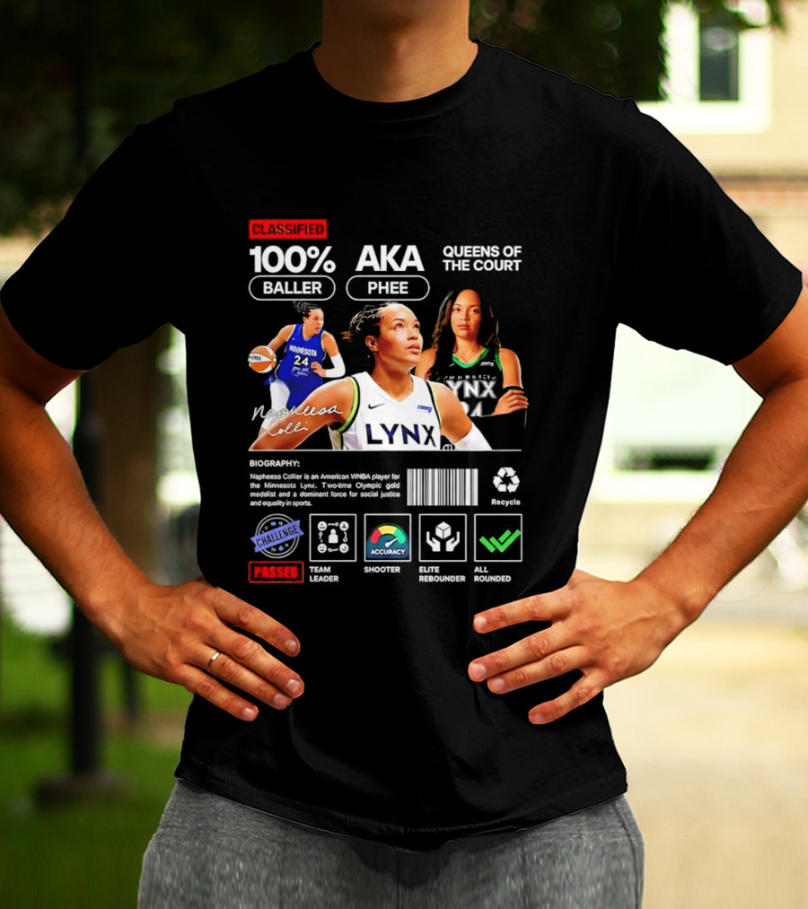Napheesa Collier Minnesota Lynx 100% Baller AKA Phee Queens Of The Court T-Shirt