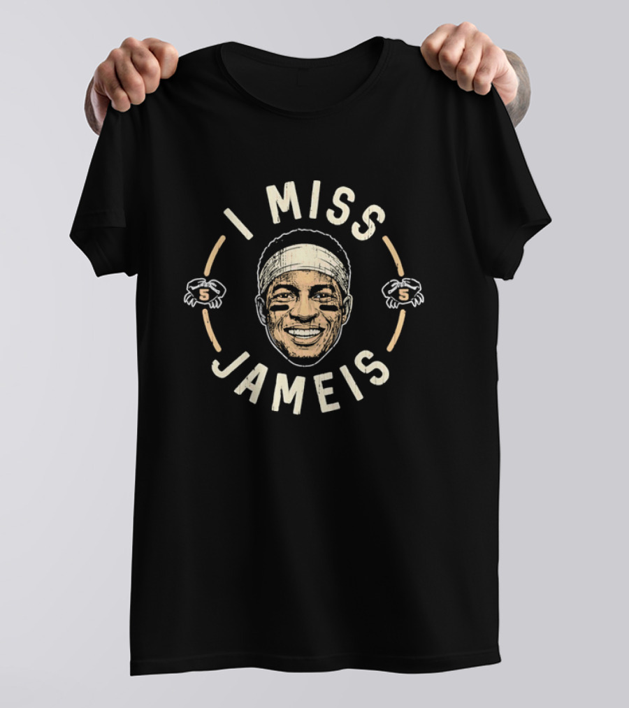 I Miss Jameis Headband Eyeblack Crab Caricature Distressed T-Shirt