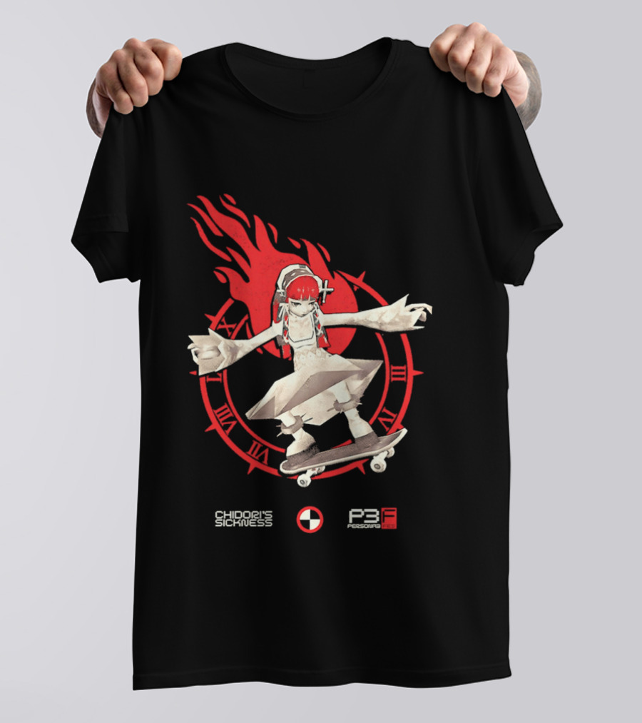 Chidoris Sickness Persona3 Fes P3F Flame Skater T-Shirt