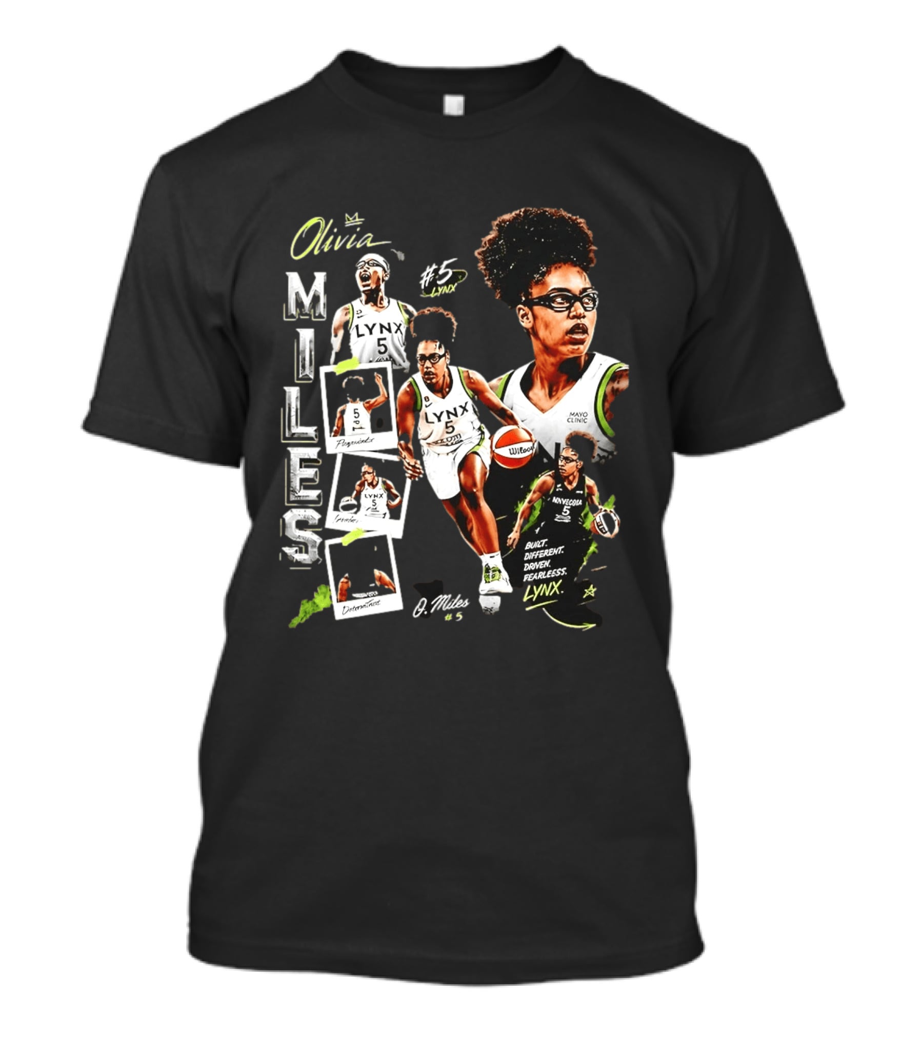 Olivia Miles No 5 Minnesota Lynx Fearless Driven Determined T-Shirt