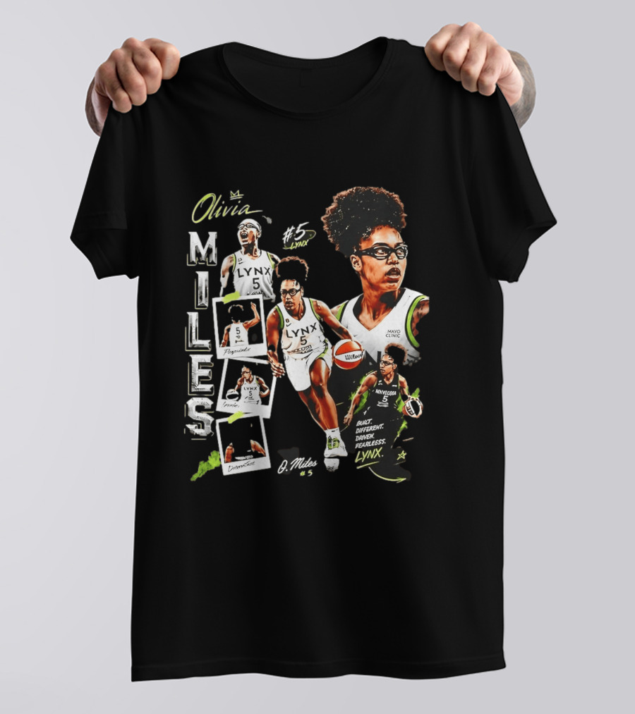 Olivia Miles No 5 Minnesota Lynx Fearless Driven Determined T-Shirt