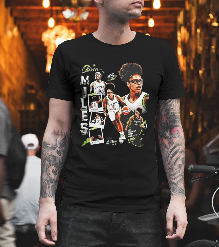 Olivia Miles No 5 Minnesota Lynx Fearless Driven Determined T-Shirt