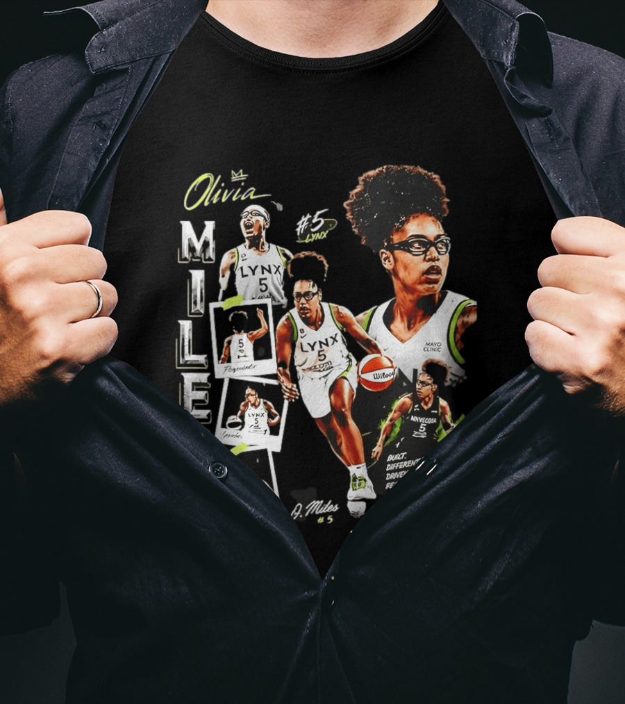 Olivia Miles No 5 Minnesota Lynx Fearless Driven Determined T-Shirt