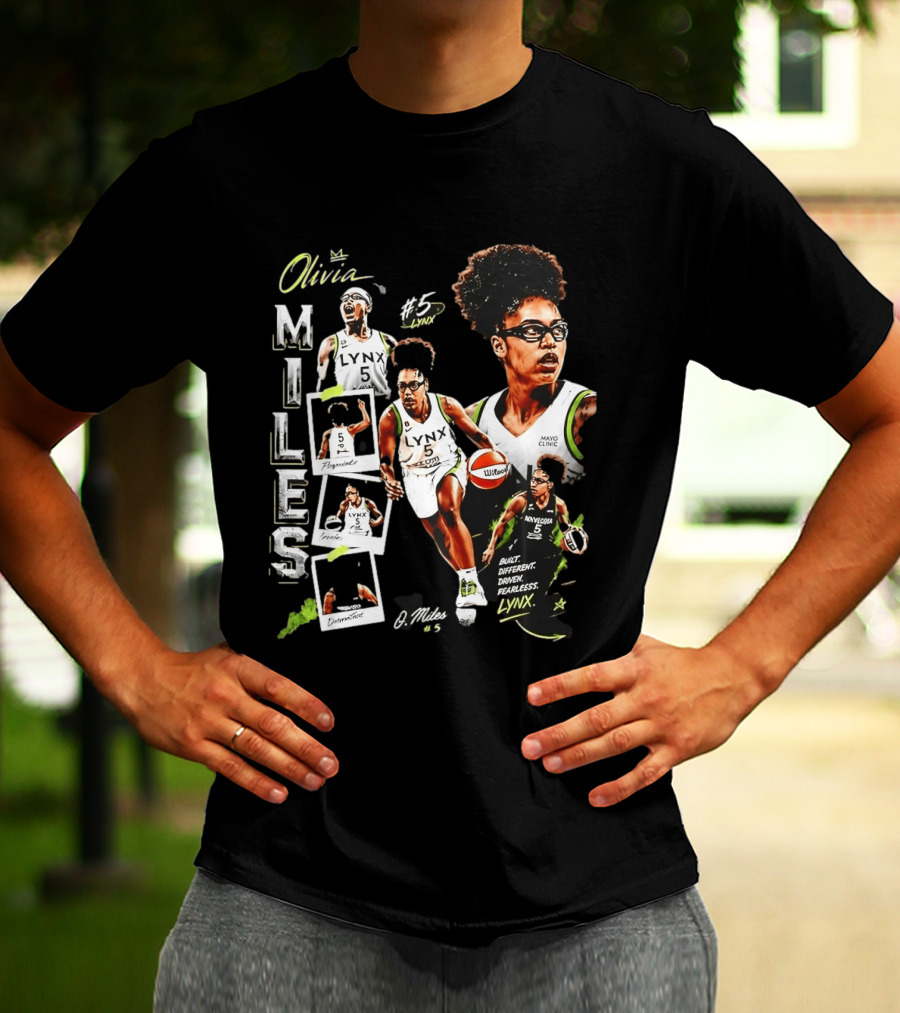 Olivia Miles No 5 Minnesota Lynx Fearless Driven Determined T-Shirt