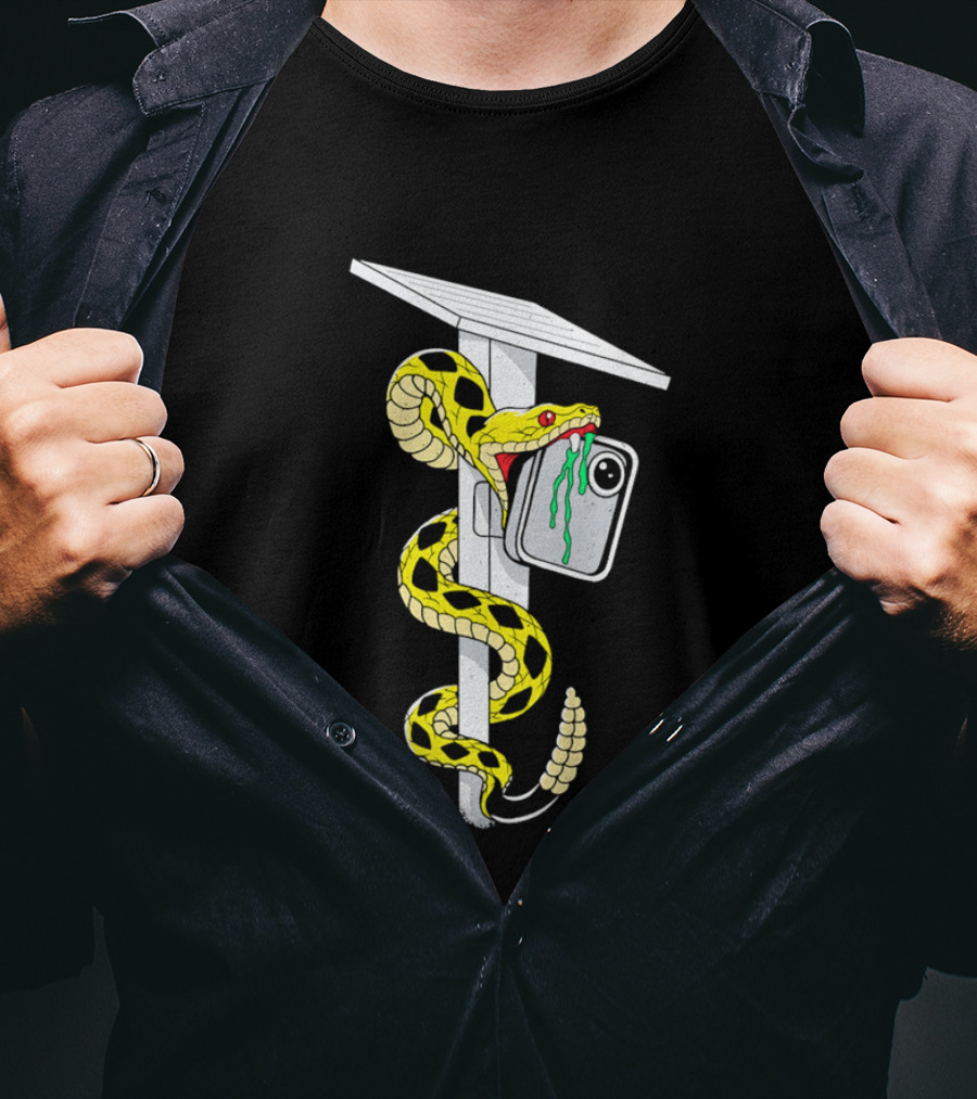 Don't Tread Flock Yellow Snake Wrapped Around Graduation Cap With ID T-Shirt