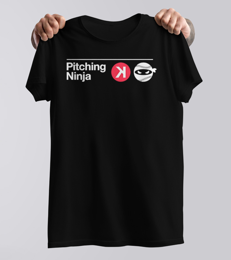 Pitching Ninja Backward K Baseball Mask White Red T-Shirt