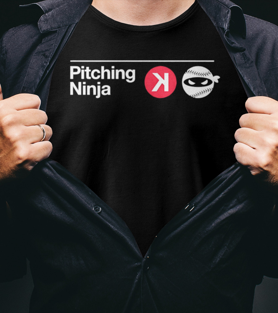 Pitching Ninja Backward K Baseball Mask White Red T-Shirt