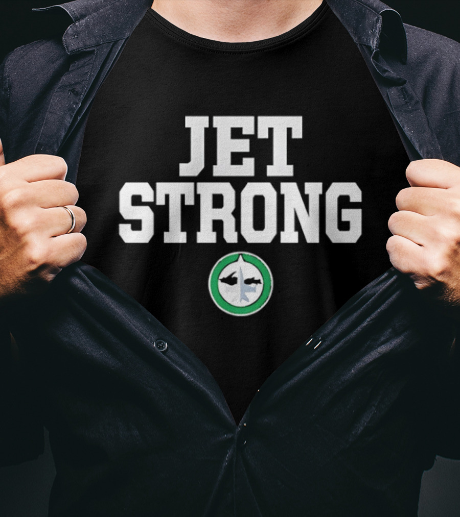 JET STRONG Dark Green Circular Fighter Aircraft T-Shirt