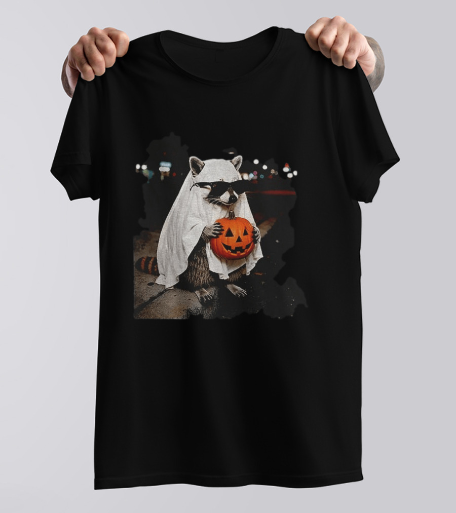 Raccoon Ghost Trick Or Treat Spooky Season Halloween T-Shirt