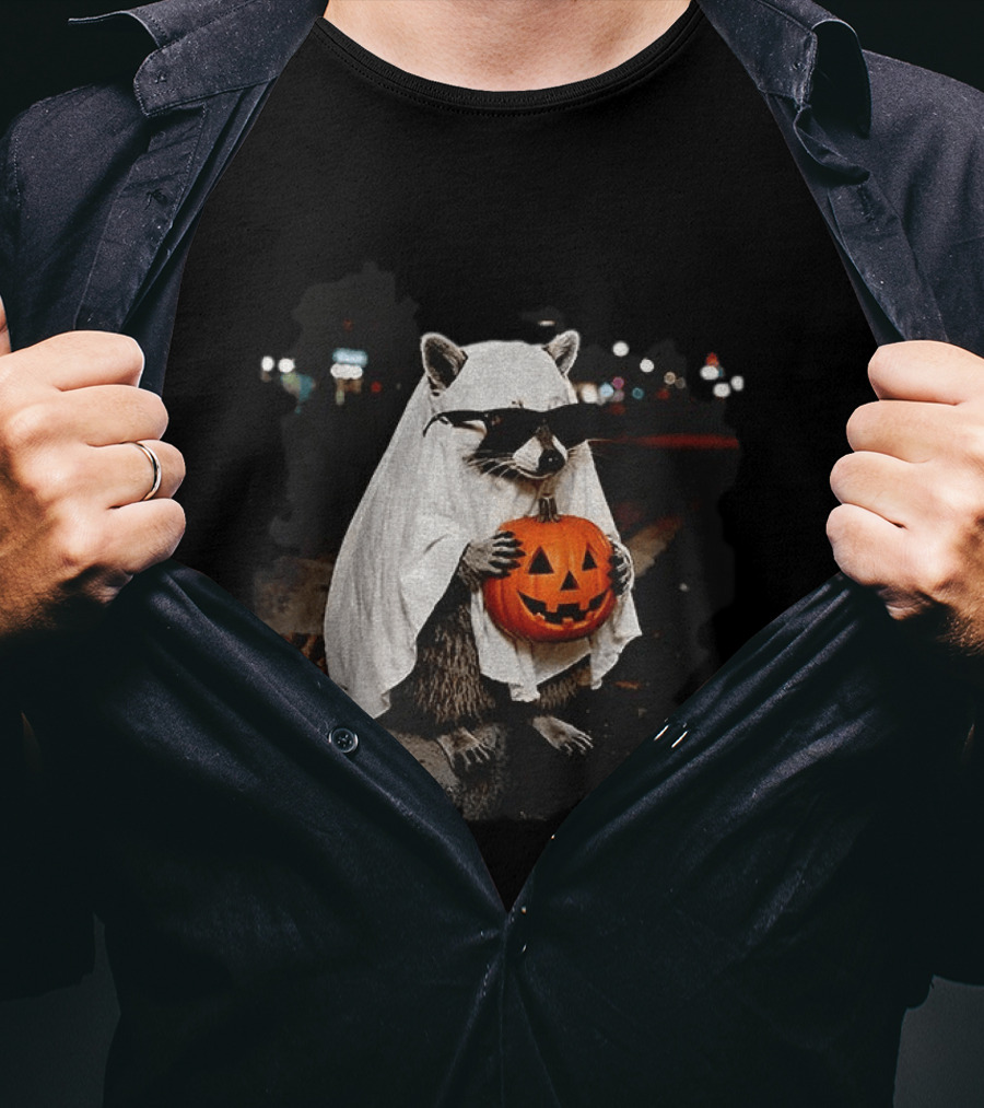 Raccoon Ghost Trick Or Treat Spooky Season Halloween T-Shirt