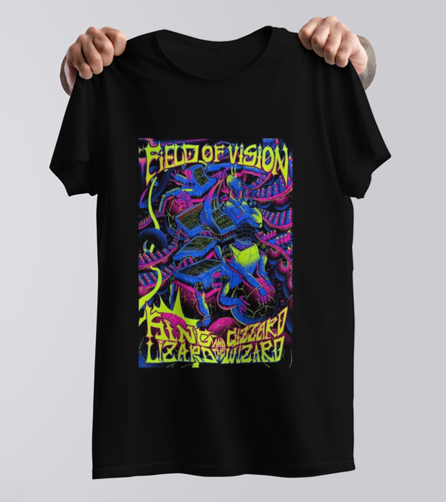 King Gizzard And The Lizard Wizard 2026 Field Of Vision Neon Psychedelic Robot T-Shirt