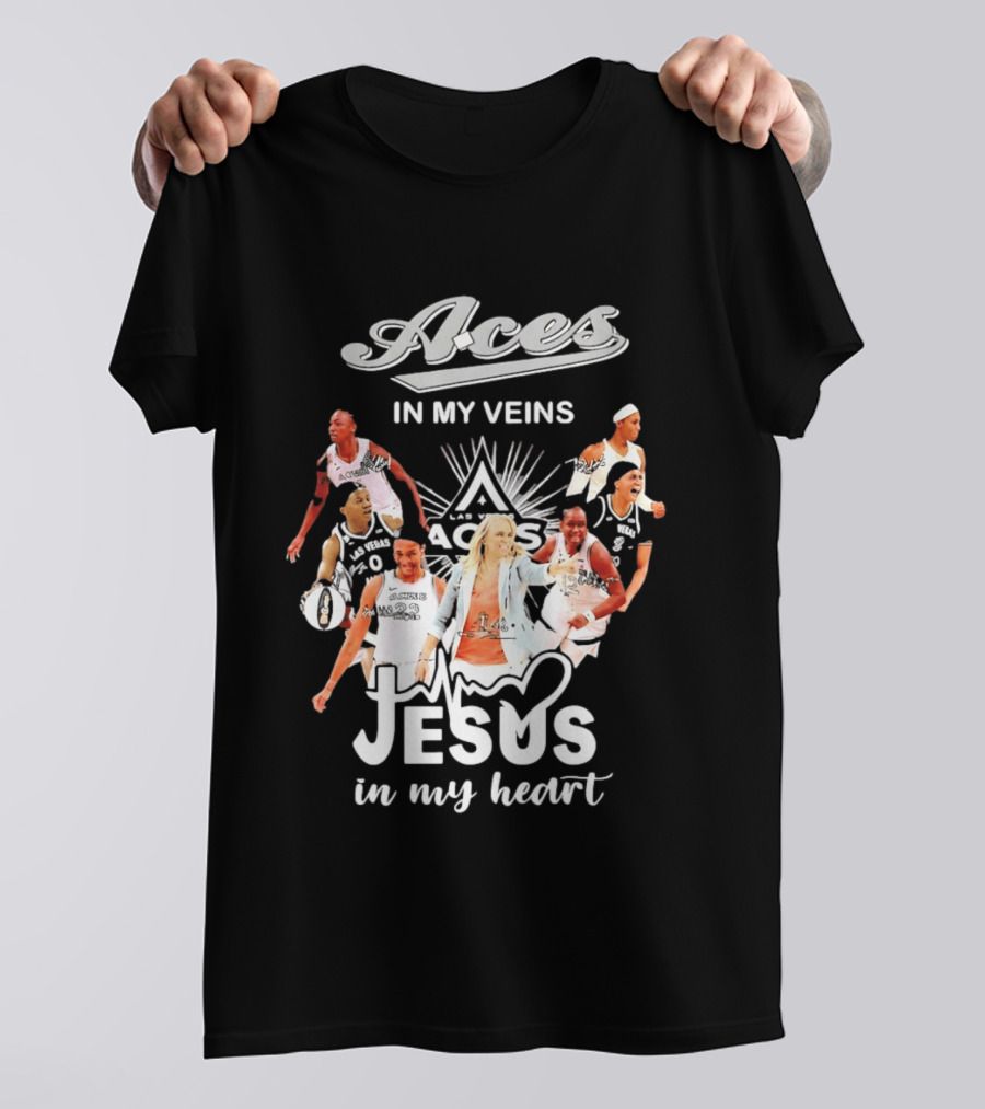 Las Vegas Aces In My Veins Jesus In My Heart WNBA 2026 T-Shirt