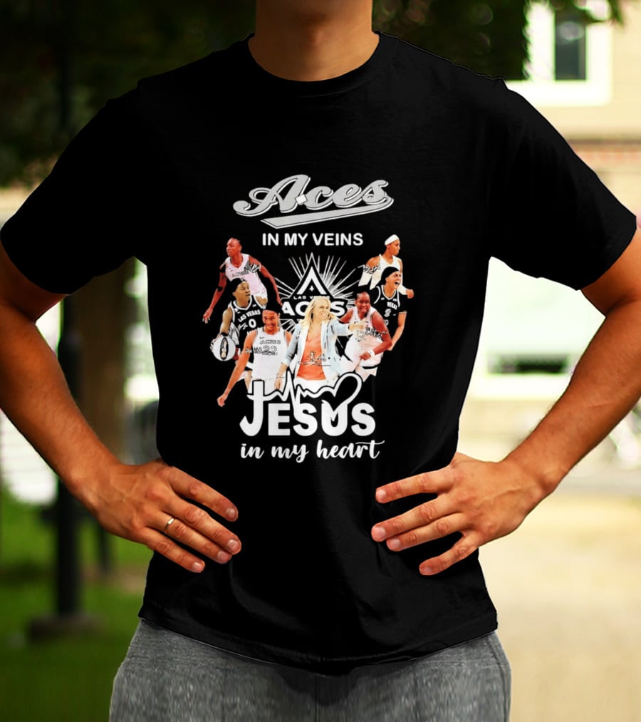 Las Vegas Aces In My Veins Jesus In My Heart WNBA 2026 T-Shirt