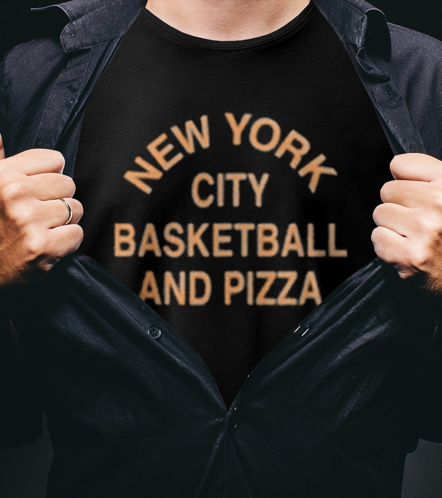 Local Hoops Heavy Indigo New York City Basketball And Pizza T-Shirt