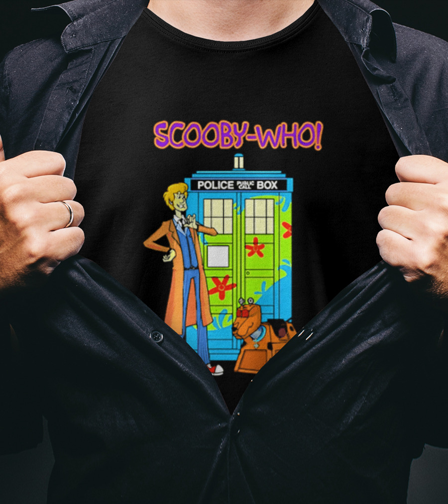 Scooby Who Shaggy Tenth Doctor Mystery Machine Painted Tardis K9 Robot T-Shirt