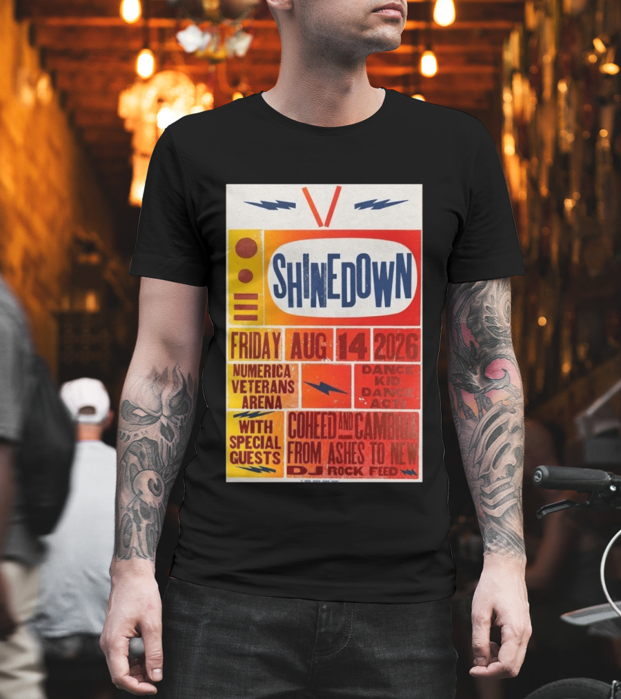 Shinedown Aug 14 2026 Numerica Veterans Arena With Coheed And Cambria And From Ashes To New T-Shirt