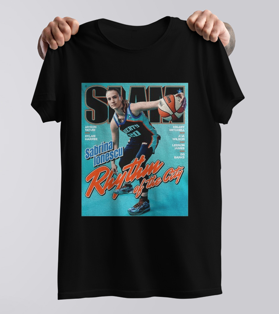 Slam Cover 264 Sabrina Ionescu Rhythm Of The City Liberty Basketball T-Shirt