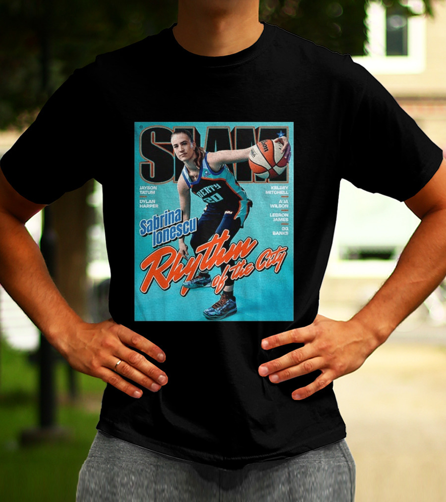 Slam Cover 264 Sabrina Ionescu Rhythm Of The City Liberty Basketball T-Shirt