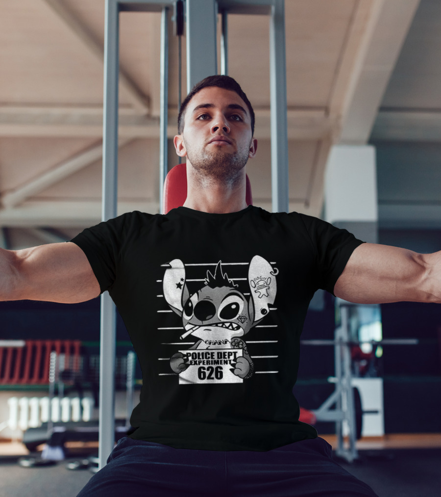 Bad Guy Experiment 626 Police Dept Shot Stitch T-Shirt
