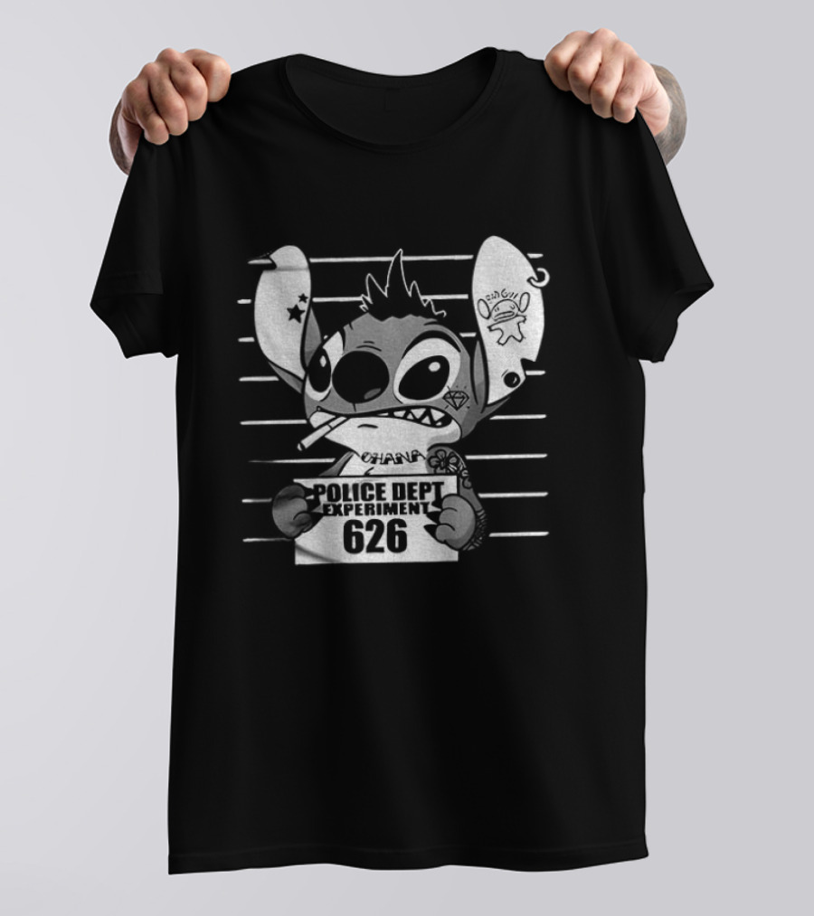 Bad Guy Experiment 626 Police Dept Shot Stitch T-Shirt