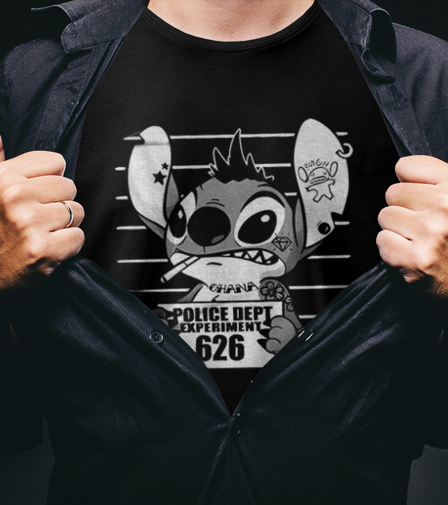 Bad Guy Experiment 626 Police Dept Shot Stitch T-Shirt