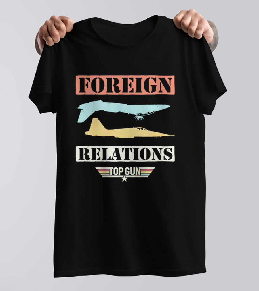 Top Gun Foreign Relations Fighter Jets Distressed Vintage Look T-Shirt