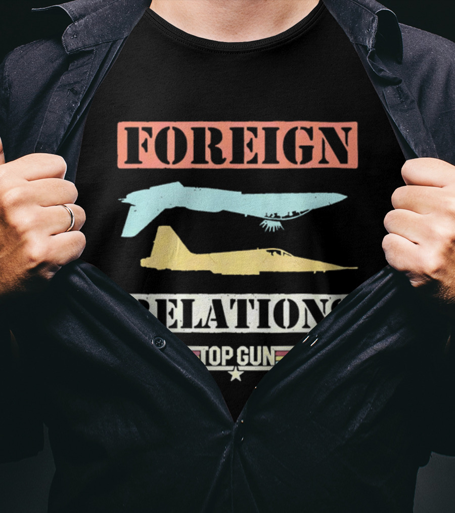 Top Gun Foreign Relations Fighter Jets Distressed Vintage Look T-Shirt