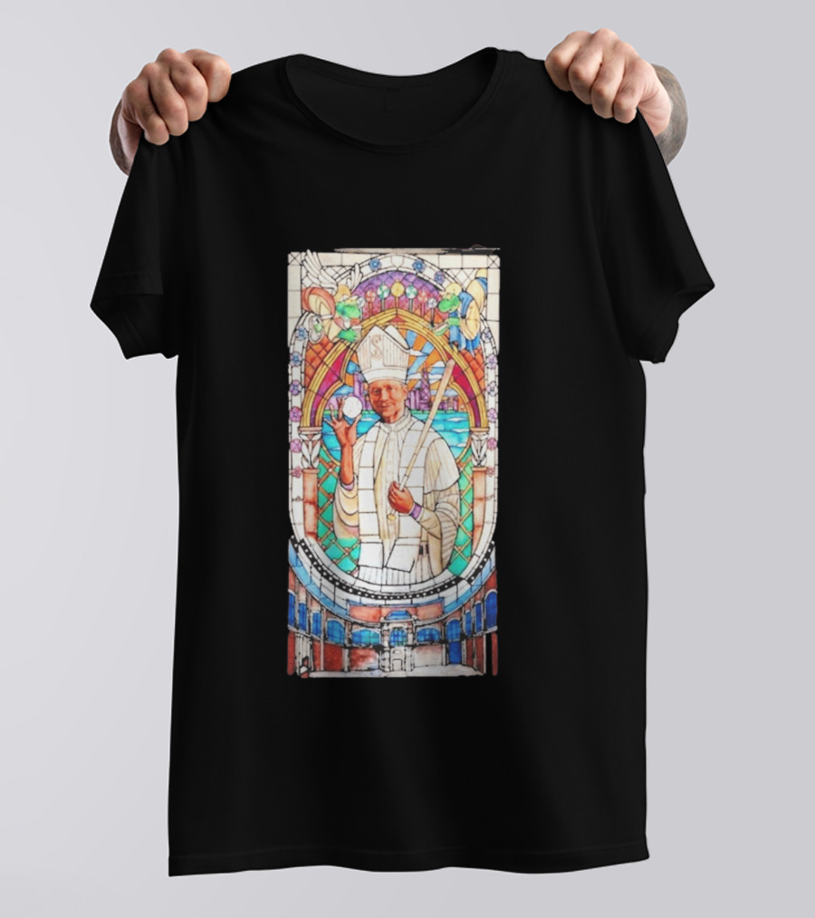 White Sox Pope Hat Stained Glass Painting T-Shirt