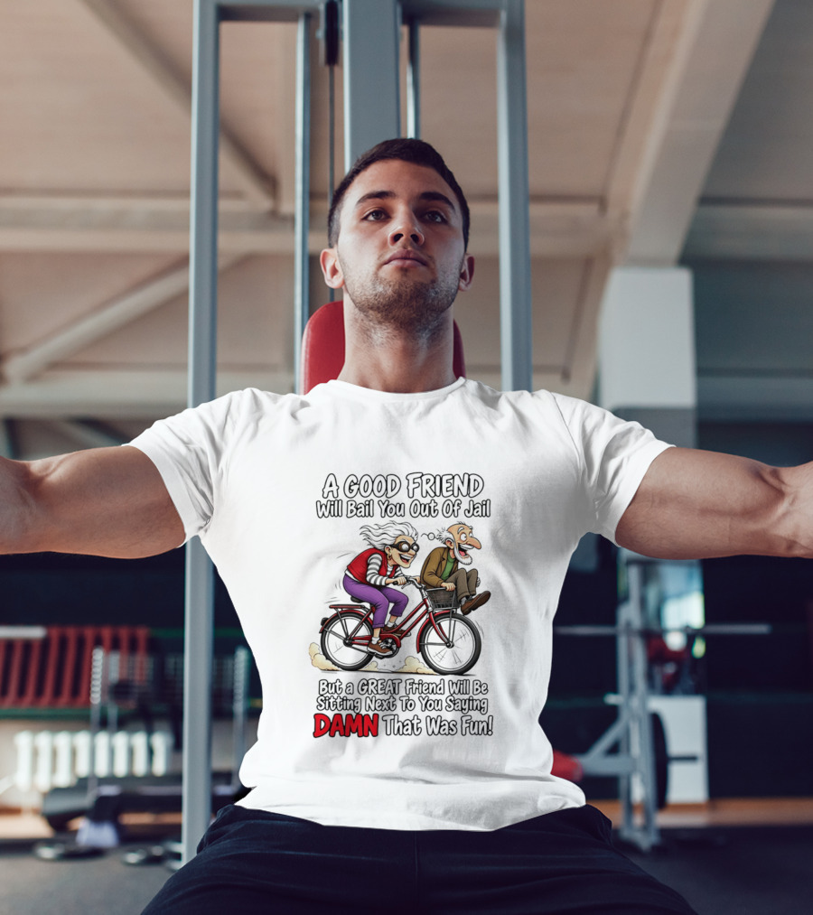A Good Friend Will Bail You Out Of Jail Great Friend Sitting Next To You Saying Damn That Was Fun T-Shirt
