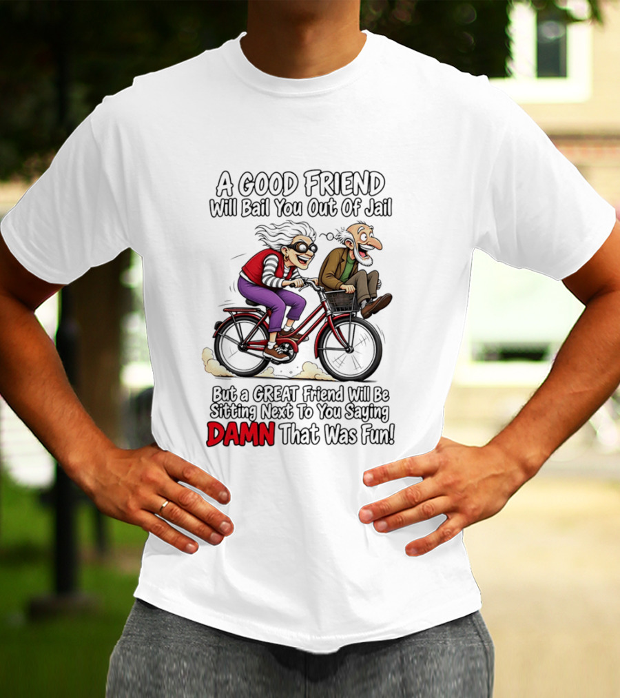 A Good Friend Will Bail You Out Of Jail Great Friend Sitting Next To You Saying Damn That Was Fun T-Shirt