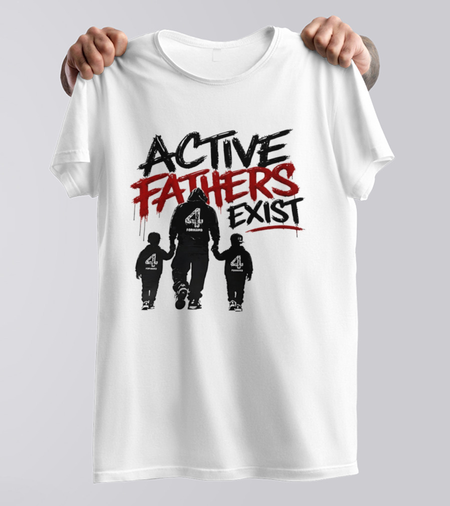 Active Fathers Exist Man Two Boys Walking Holding Hands T-Shirt