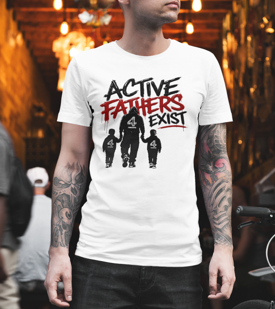 Active Fathers Exist Man Two Boys Walking Holding Hands T-Shirt