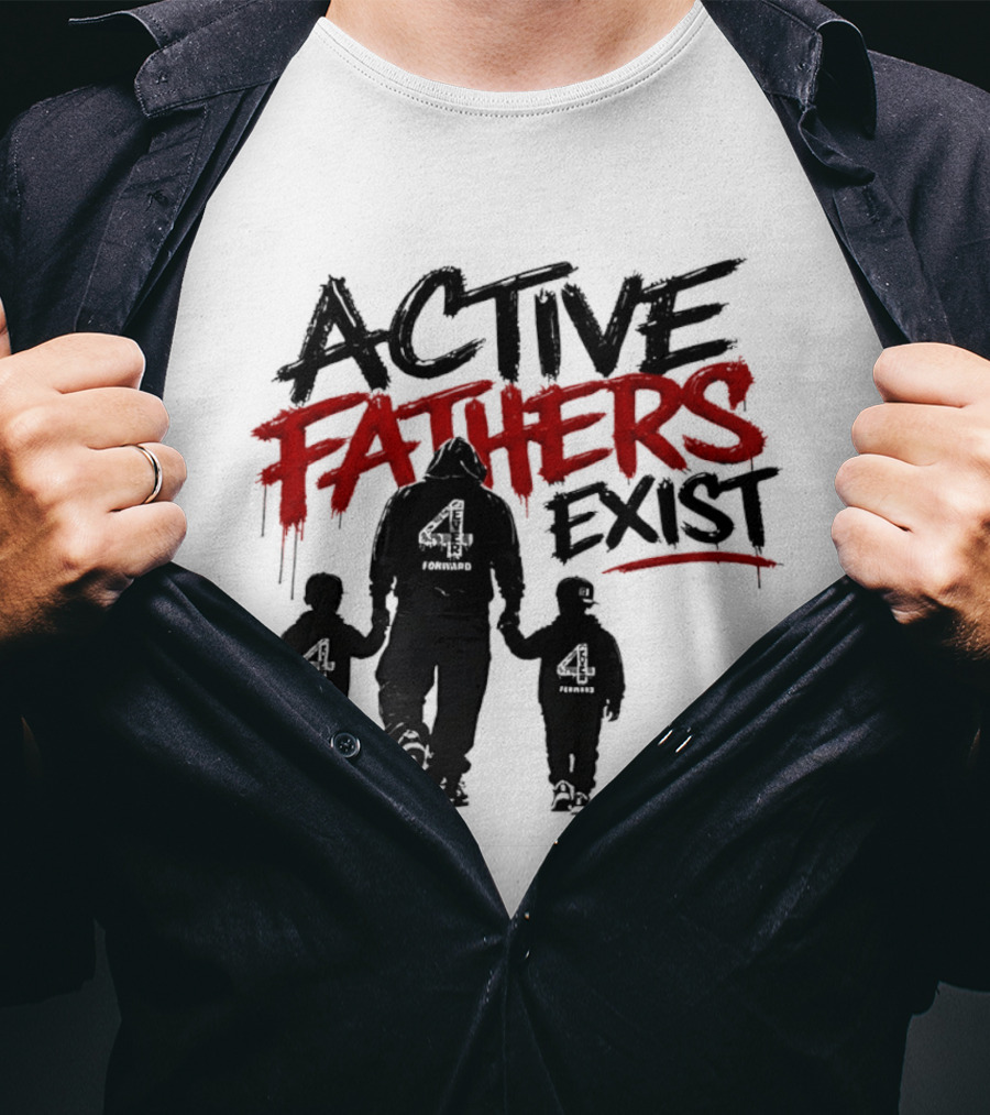 Active Fathers Exist Man Two Boys Walking Holding Hands T-Shirt